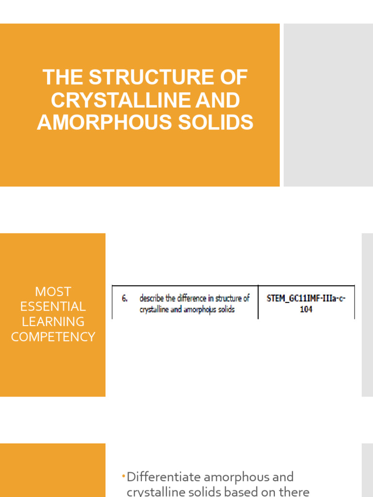 Crystalline vs Amorphous Solids Explained | PDF | Salt (Chemistry ...