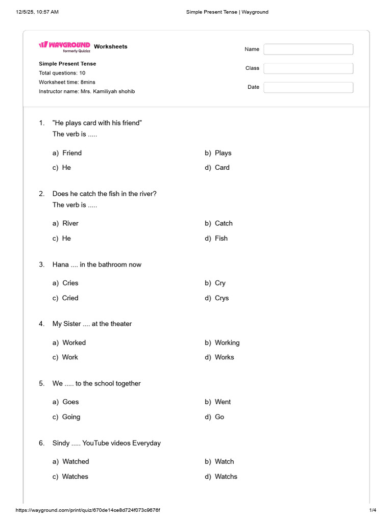 Simple Present Tense Worksheets | PDF | Chess Theory | Chess