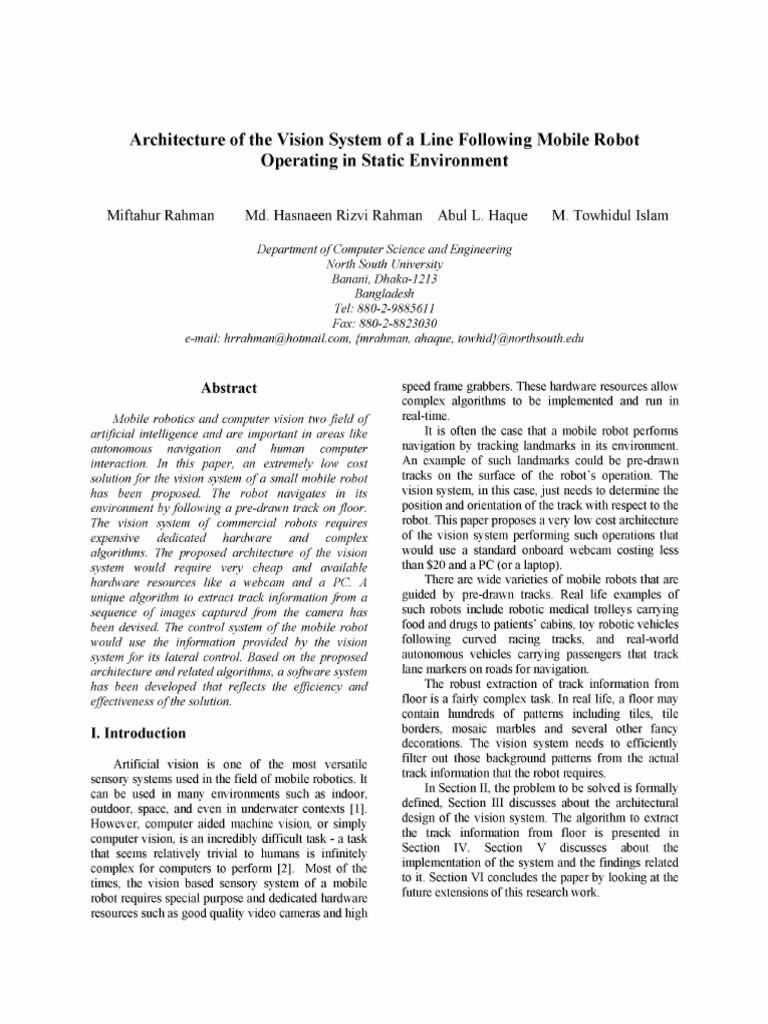 Low-Cost Vision System for Line-Following Robot | PDF | Computer Vision ...