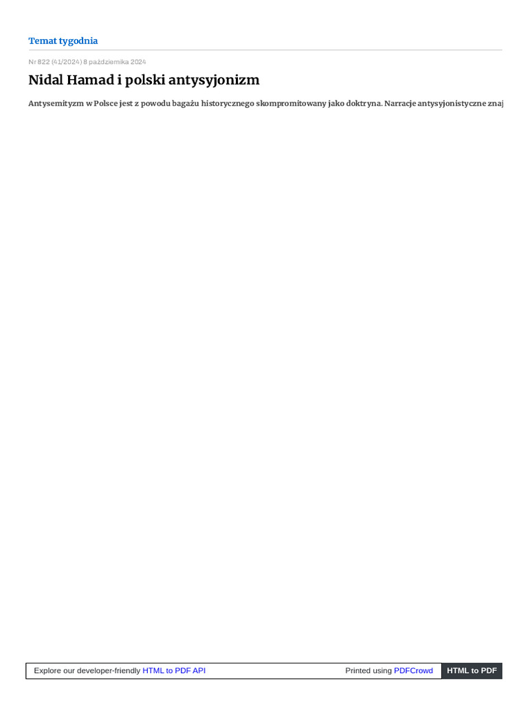 Kulturaliberalna Pl 2024-10-08 Nidal Hamad i Polski Antysyjo | PDF
