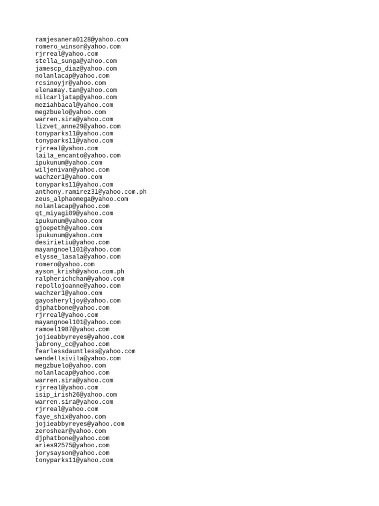List of Email Addresses | PDF