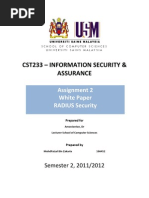 Cst233 - Information Security & Assurance: Assignment 1 Assignment 2 White Paper RADIUS Security