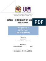 Cst233 - Information Security & Assurance: Assignment 1 Assignment 2 White Paper RADIUS Security