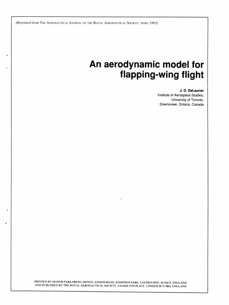 Aerodynamic Model of Flapping Wing Flight | PDF | Aeronautics | Wing ...