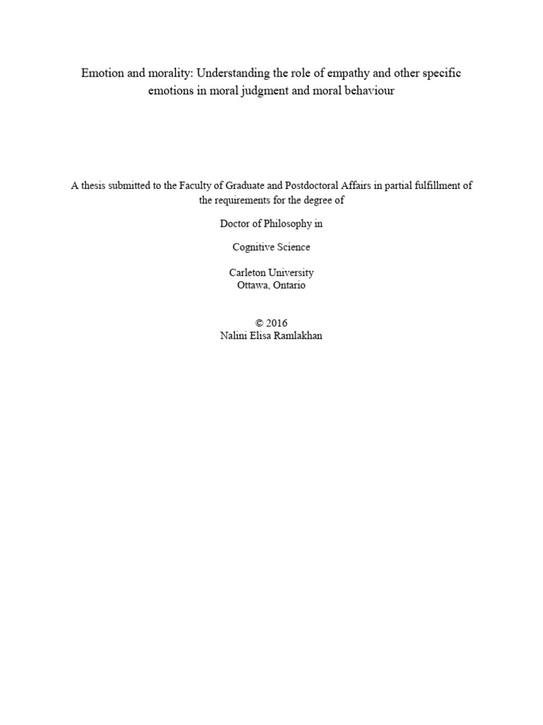 Emotion and Morality: Understanding The Role of Empathy and Other ...