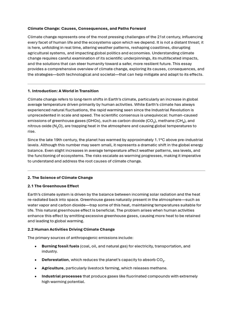 Climate Change: Causes and Solutions | PDF | Climate Change ...