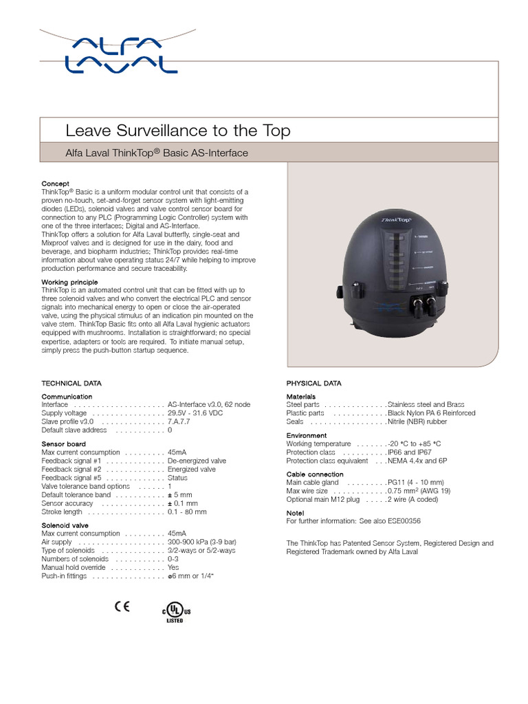 Alfa Laval ThinkTop® Basic Overview | PDF | Valve | Programmable Logic ...