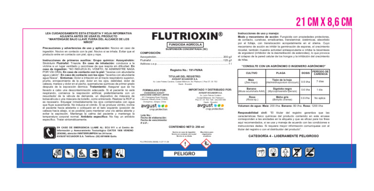 Instrucciones de uso de Flutrioxin 250 ml | PDF
