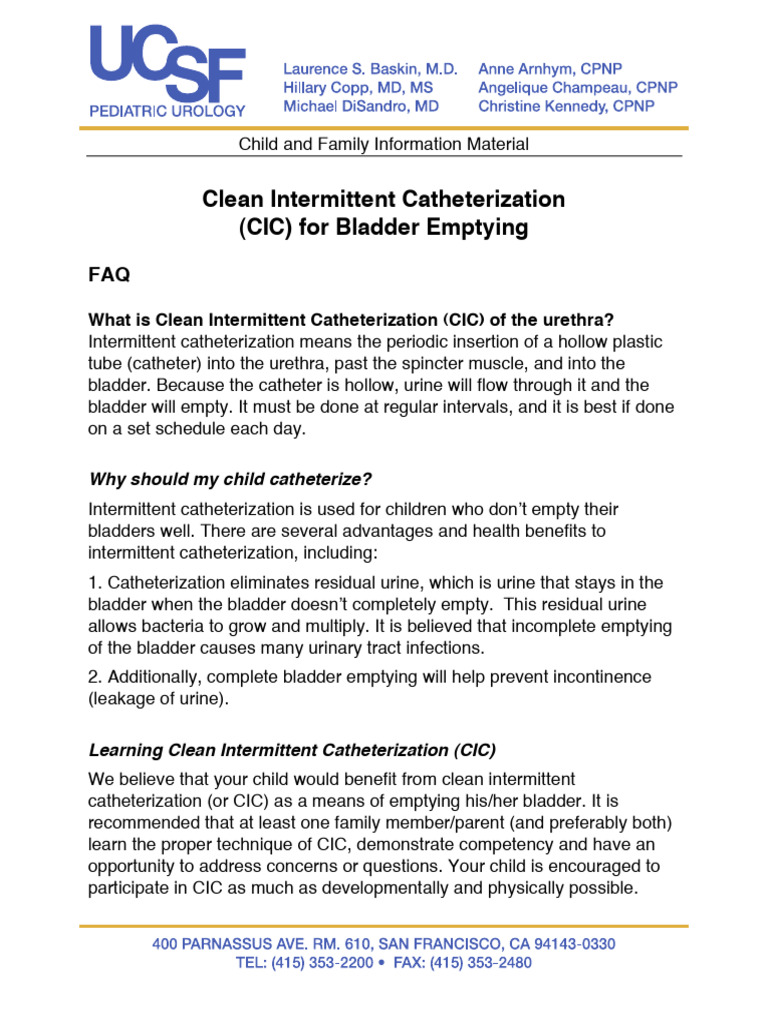 Clean Intermittent Catheterization Guide | PDF | Urinary Incontinence ...