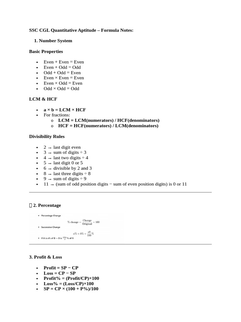 SSC CGL Quantitative Aptitude Formulas | PDF | Area | Length