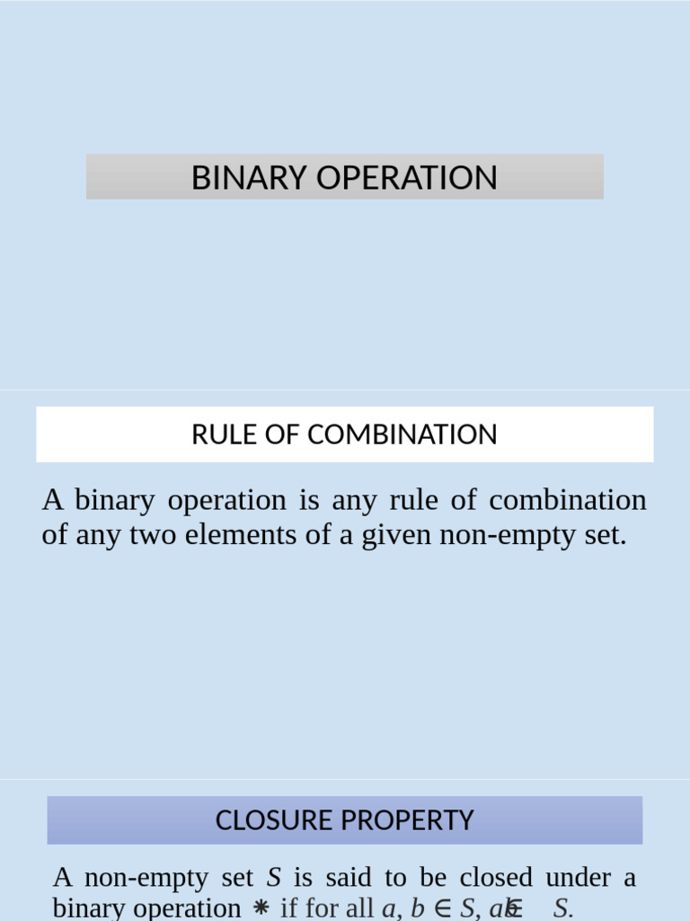 Further Math - SS1 - Binary Operation | PDF