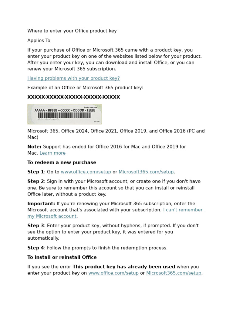 How to Enter Your Office Product Key | PDF | Microsoft | Personal Computers