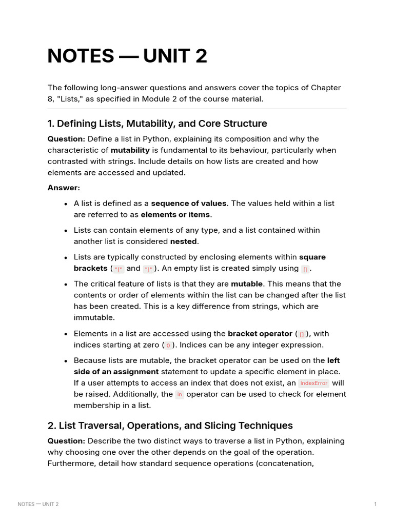 Python Lists: Definition, Operations, and Methods | PDF | Parameter ...