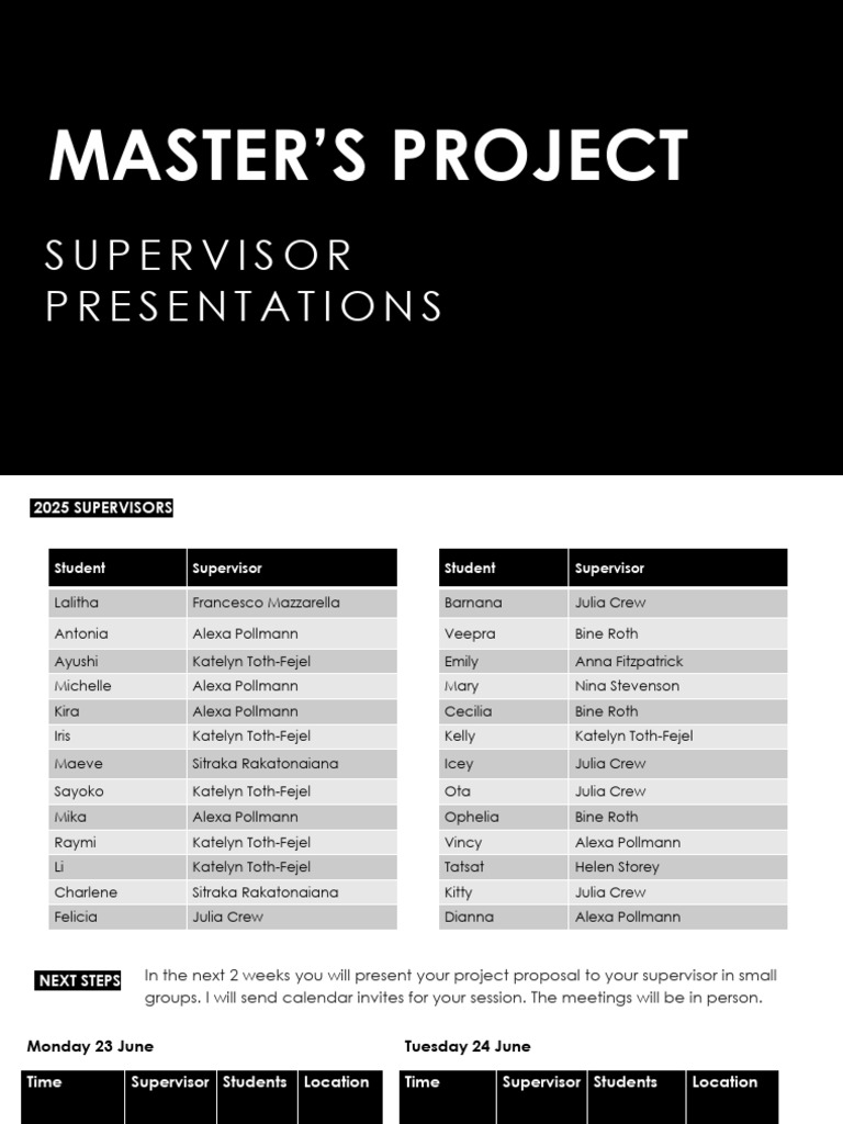 Master's Project Proposal Presentations | PDF