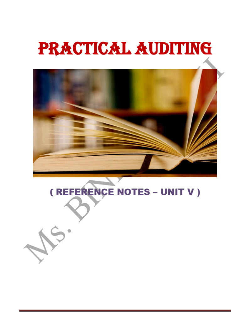 Practical Auditing - UNIT 5 - E-Content | PDF | Audit | Internal Control