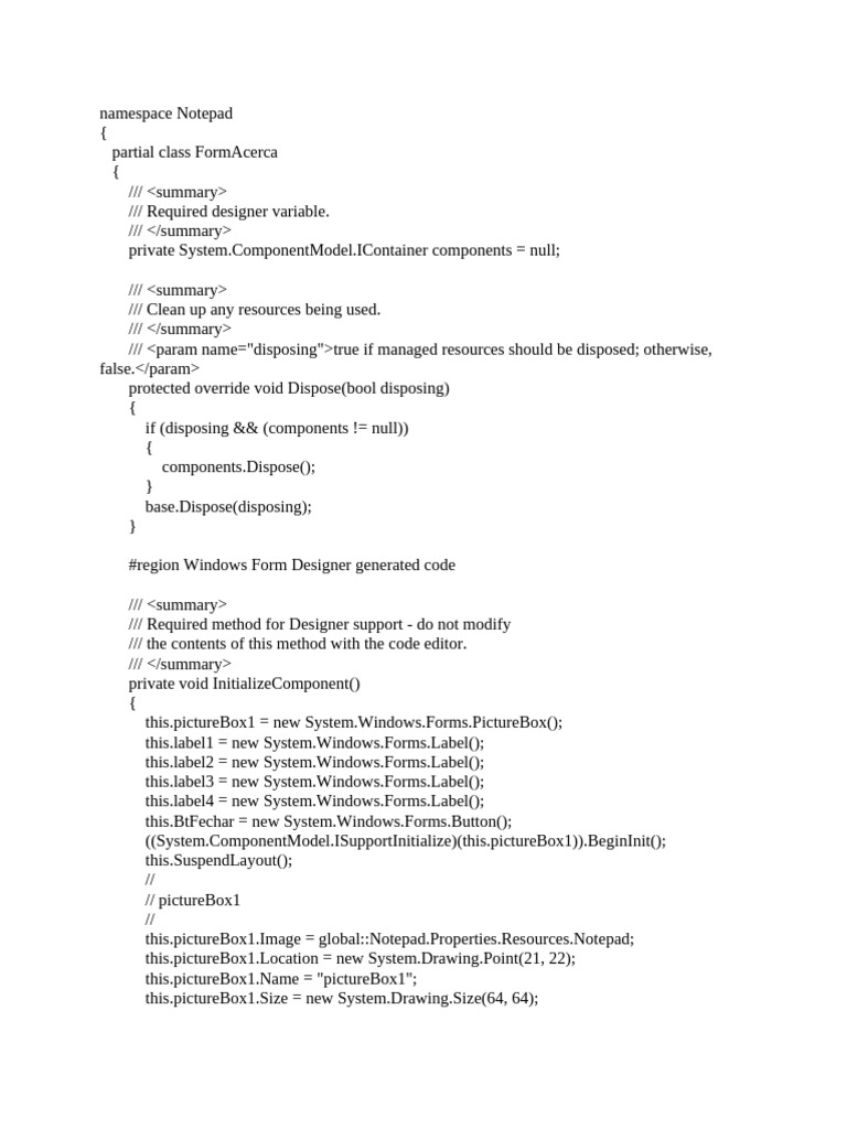 Notepad FormAcerca - Designer.cs | PDF | Computing | Typefaces