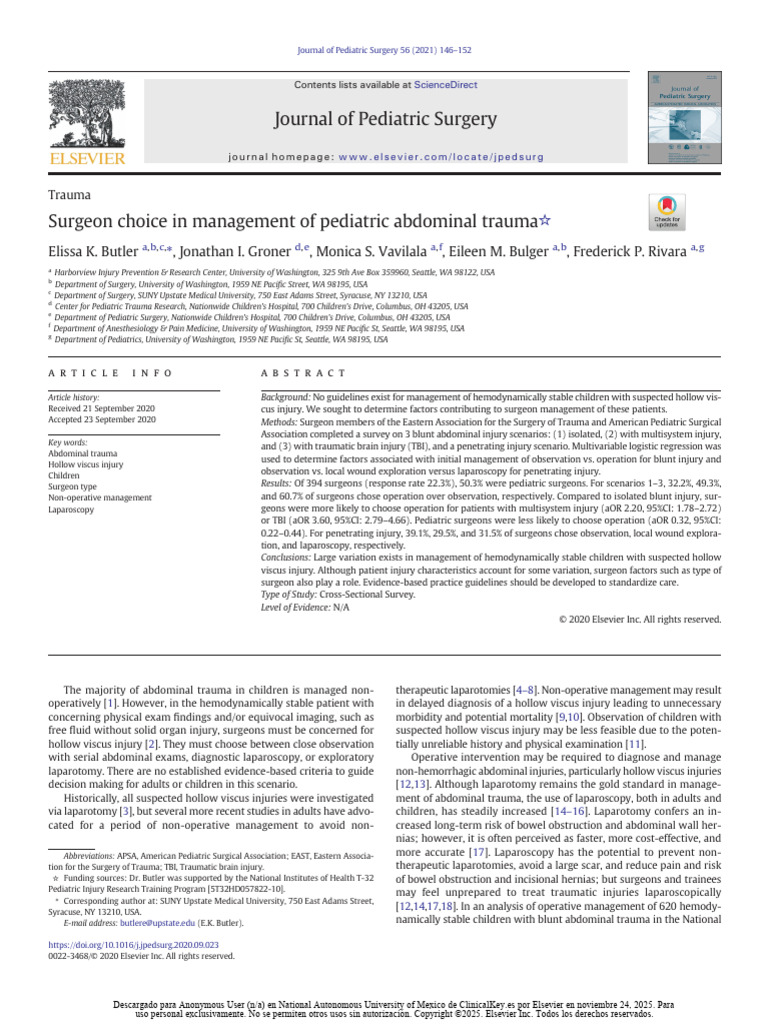 Pediatric Abdominal Trauma Management Insights | PDF | Major Trauma ...