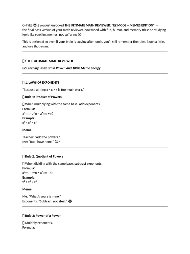 Oh Yes ?? You Just Unlocked The Ultimate Math Reviewer | PDF | Numbers ...