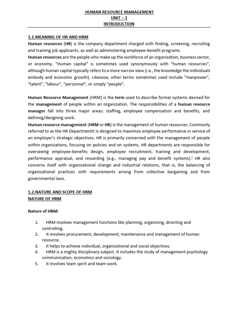 Overview of Human Resource Management | PDF | Human Resource Management ...