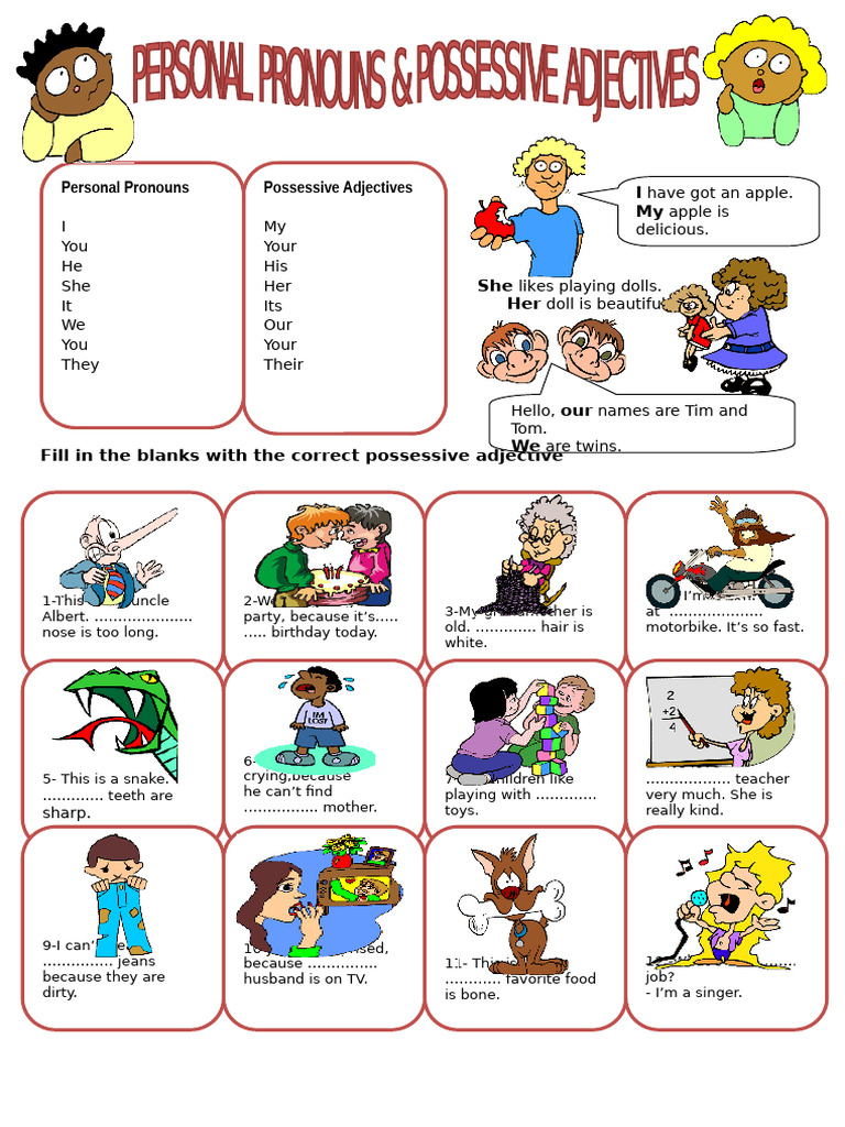 Possessive Adjectives Practice Worksheet | PDF