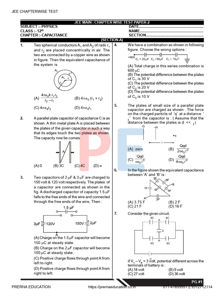Capacitor Concepts and Calculations | PDF | Capacitor | Capacitance