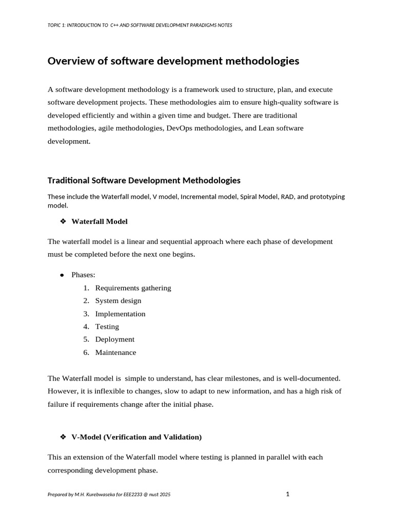 C++ and Software Development Methodologies | PDF | Software Development ...
