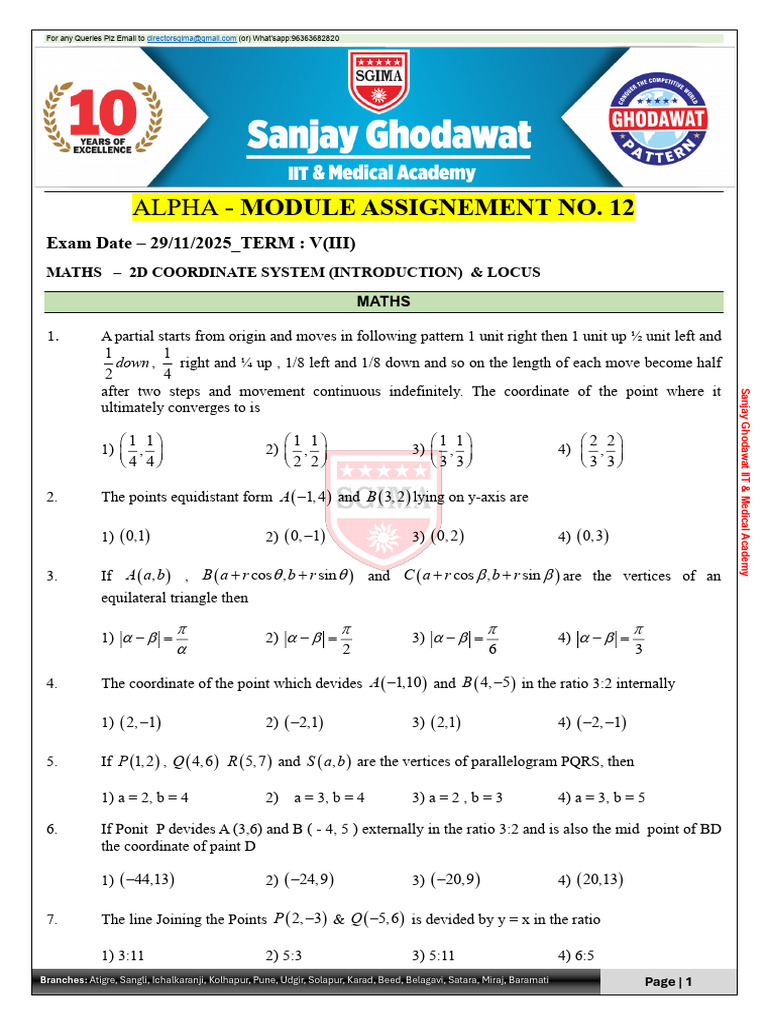 29-11-2025 - Alpha - Module Assig-12 | PDF | Triangle | Euclidean Plane ...