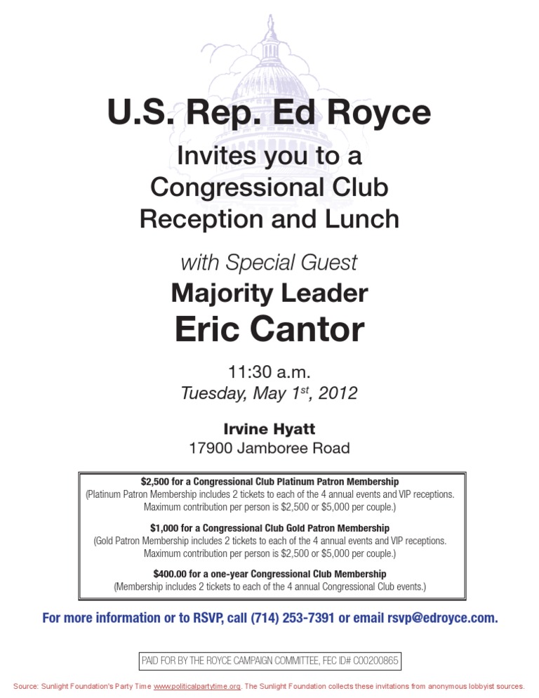 Congressional Club Reception and Lunch | PDF