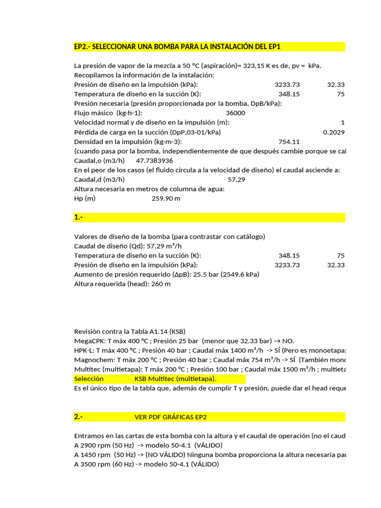 Selección de Bomba para Instalación EP2 | PDF | Bomba | Pascal (Unidad)
