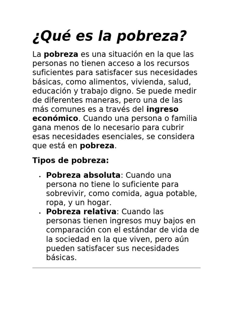 Impacto de la pobreza y hambre en la sociedad | PDF | Pobreza | Pobreza ...