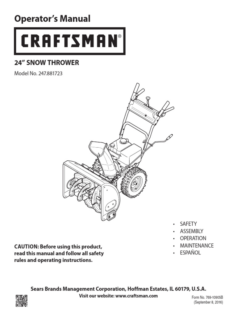 24in Craftsman Snow Blowe | PDF | Gasoline