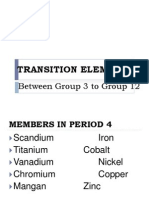 Transition Elements: Between Group 3 To Group 12