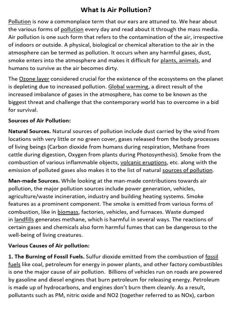 Understanding Air Pollution Causes & Effects | PDF | Air Pollution ...