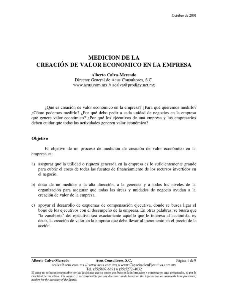 Art 0105 Creac Valor | PDF | Costo | Capital (economía)