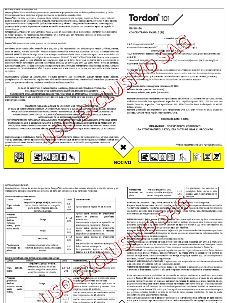 Precauciones y uso de Tordon®101 | PDF | Corrosión | Agua