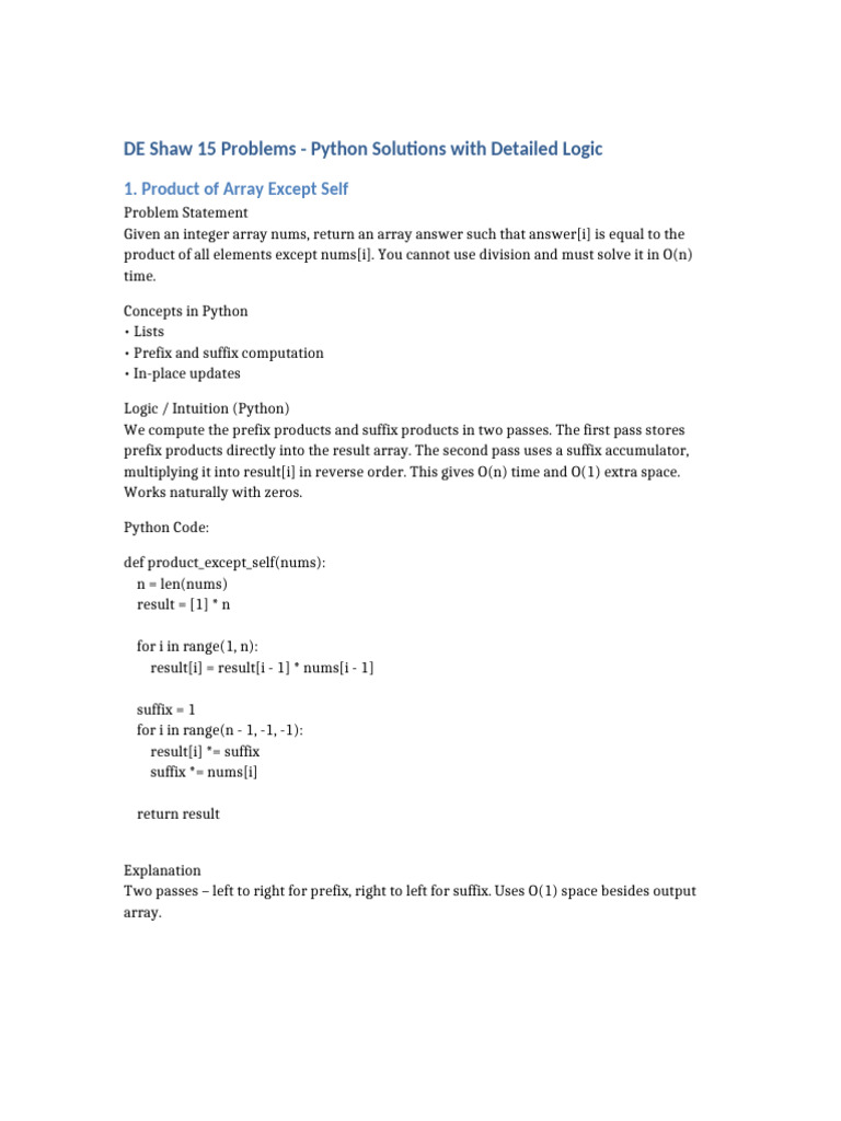 De Shaw Python Converted Problems | PDF | Dynamic Programming | Python ...
