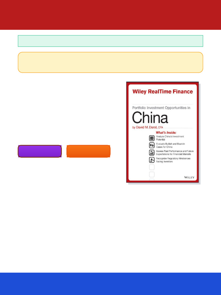 Portfolio Investment Opportunities in China 1st Edition David M. Darst  ebook high-quality pdf | PDF | China | World Politics