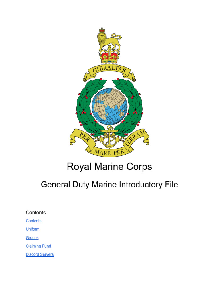 Royal Marine Corps Enlistment Guide | PDF | Military | Military ...