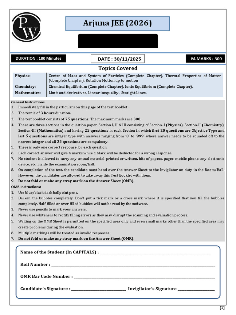 Practice Test 08 Test Papers | PDF | Chemical Equilibrium | Acid ...