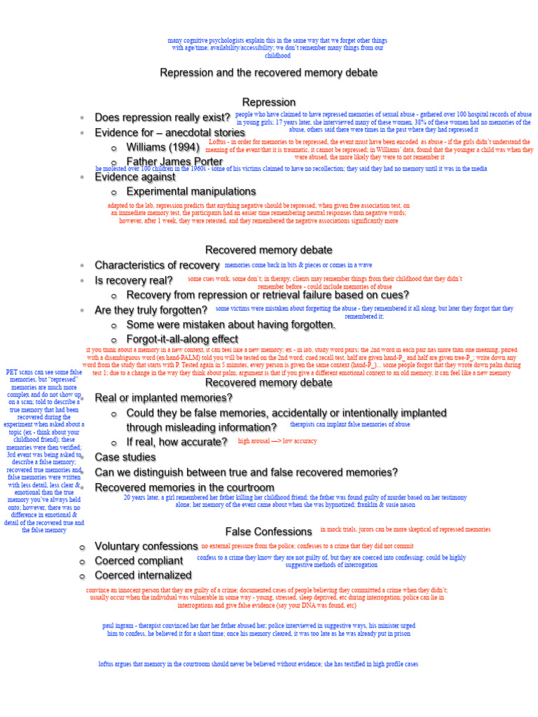 Repression and Memory Recovery Insights | PDF | Memory | Recall (Memory)