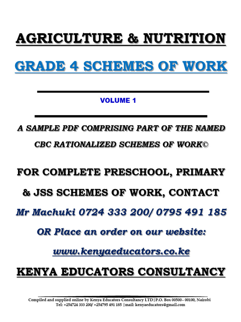 Agric & Nut Grade 4 Schemes of Work Sample | PDF | Compost | Agriculture
