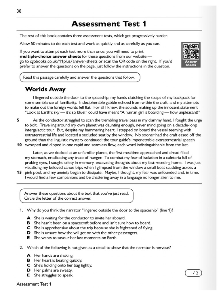 GL English Assessment Test 1 | PDF