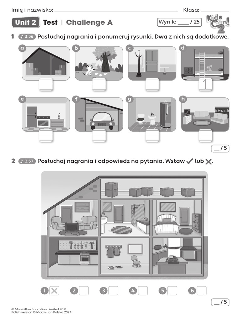 Kids Can 2 - Test - Unit 2 - Challenge A | PDF