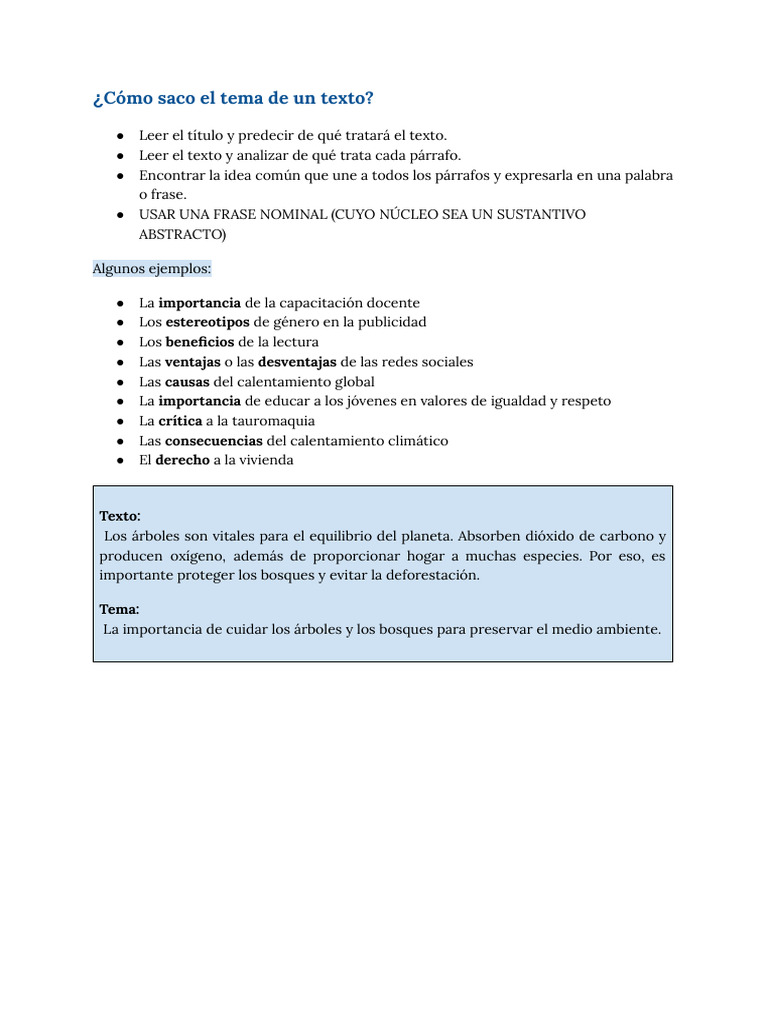 Cómo identificar el tema de un texto | PDF