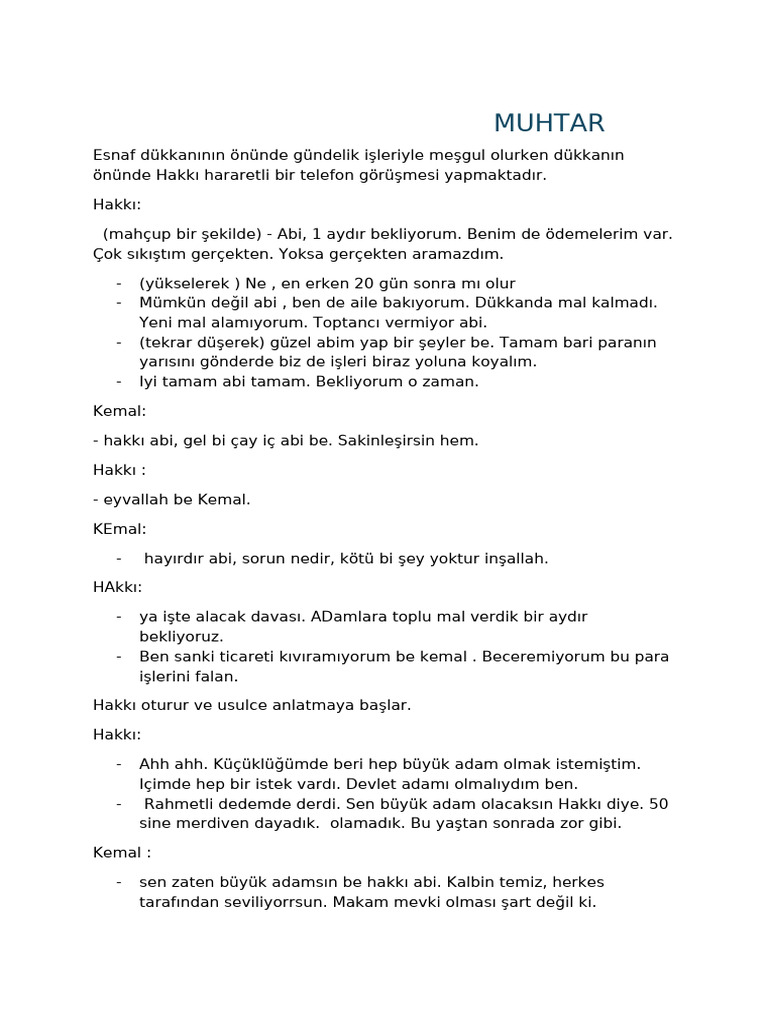 Muhtar Oyunu | PDF