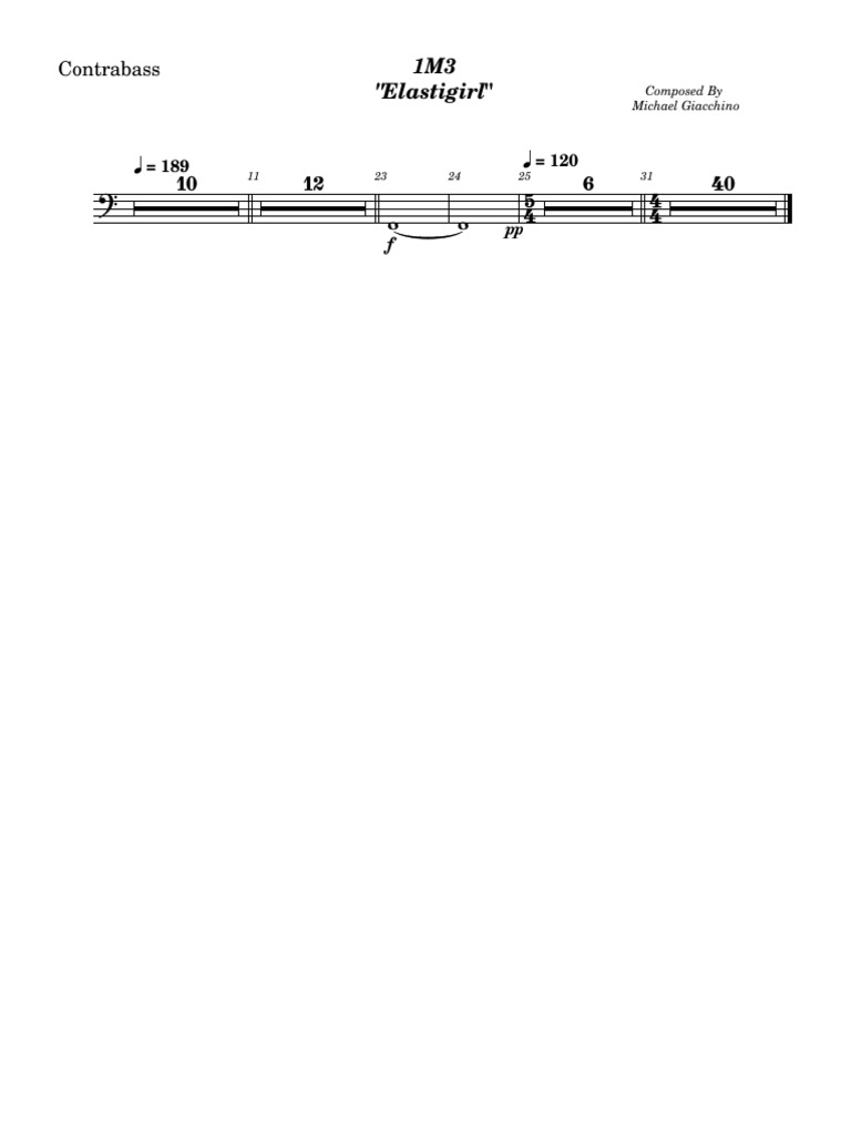 Elastigirl Original Score Transcrption-Contrabass | PDF