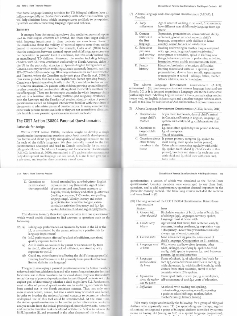 Article PABIQ Chapter 11 Part2 Questionaire For Parents of Bilingual ...