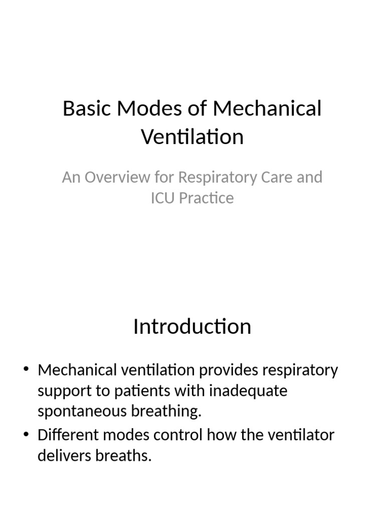 Basic Modes of Mechanical Ventilation | PDF