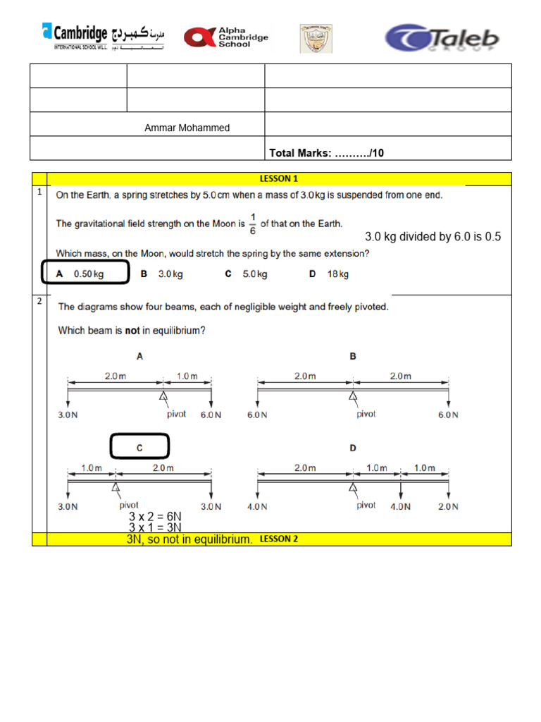Physics Homework-3 Term 1 Year 10 | PDF | Mechanics | Classical Mechanics