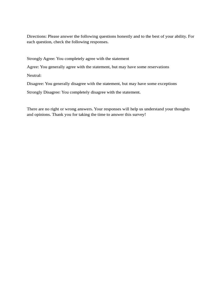 Survey Response Instructions | PDF